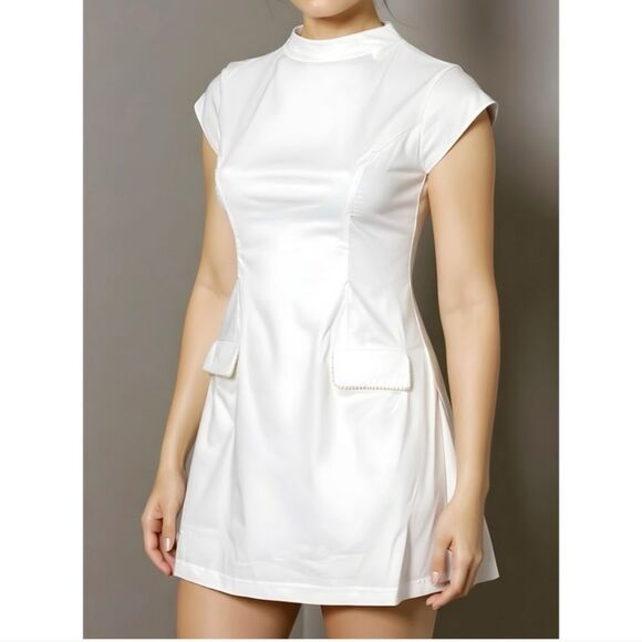 BHLDN Natalie Cap Sleeve Structured Mini Dress White XS - Picture 1 of 13